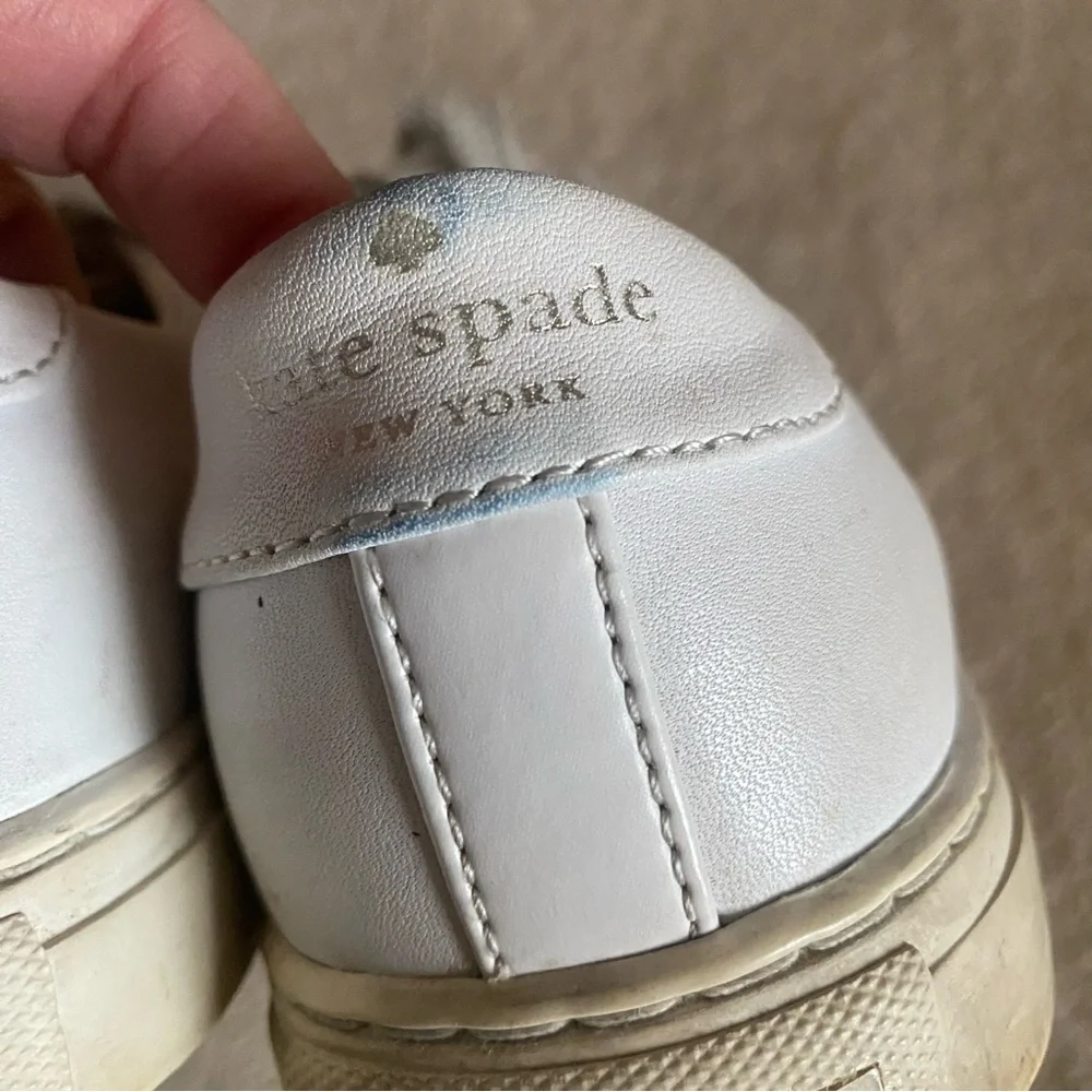 Kate Spade New York‎ Fez Sneakers Womens Size 6B White Leather Shoes Classic
